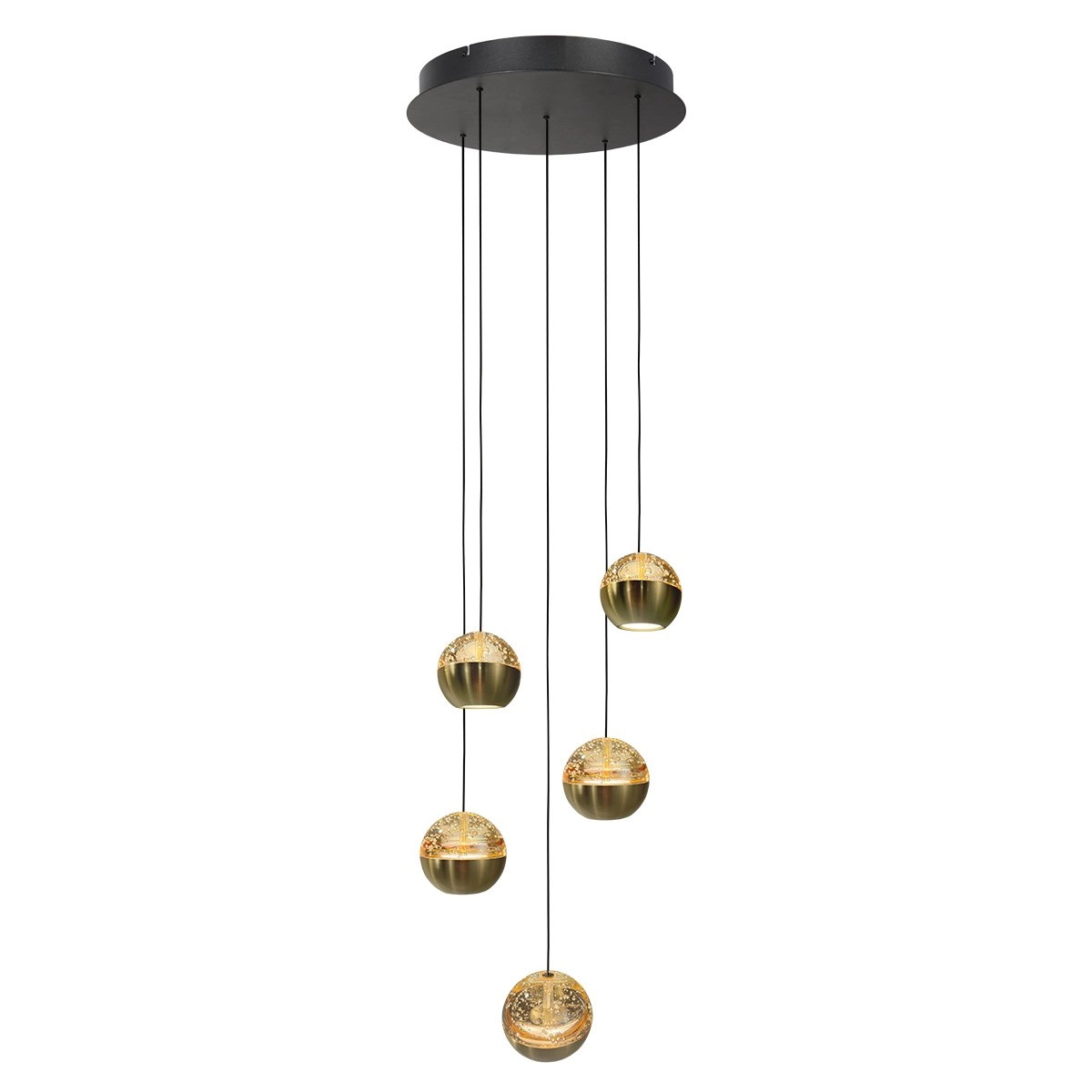 5-light vide pendant lamp Belluno LED - brass gold with glass Steinhauer 8712746183870