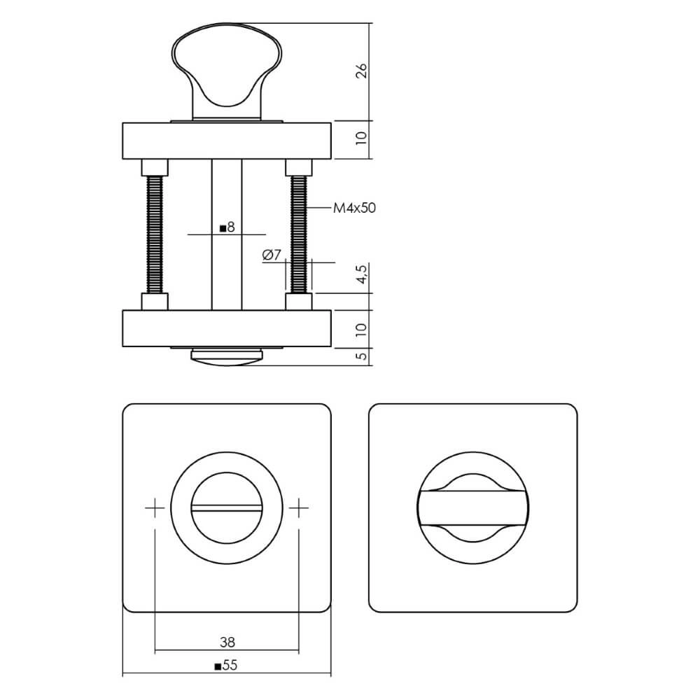 Complete door handle set Hera Black toilet Intersteel 8714186634622
