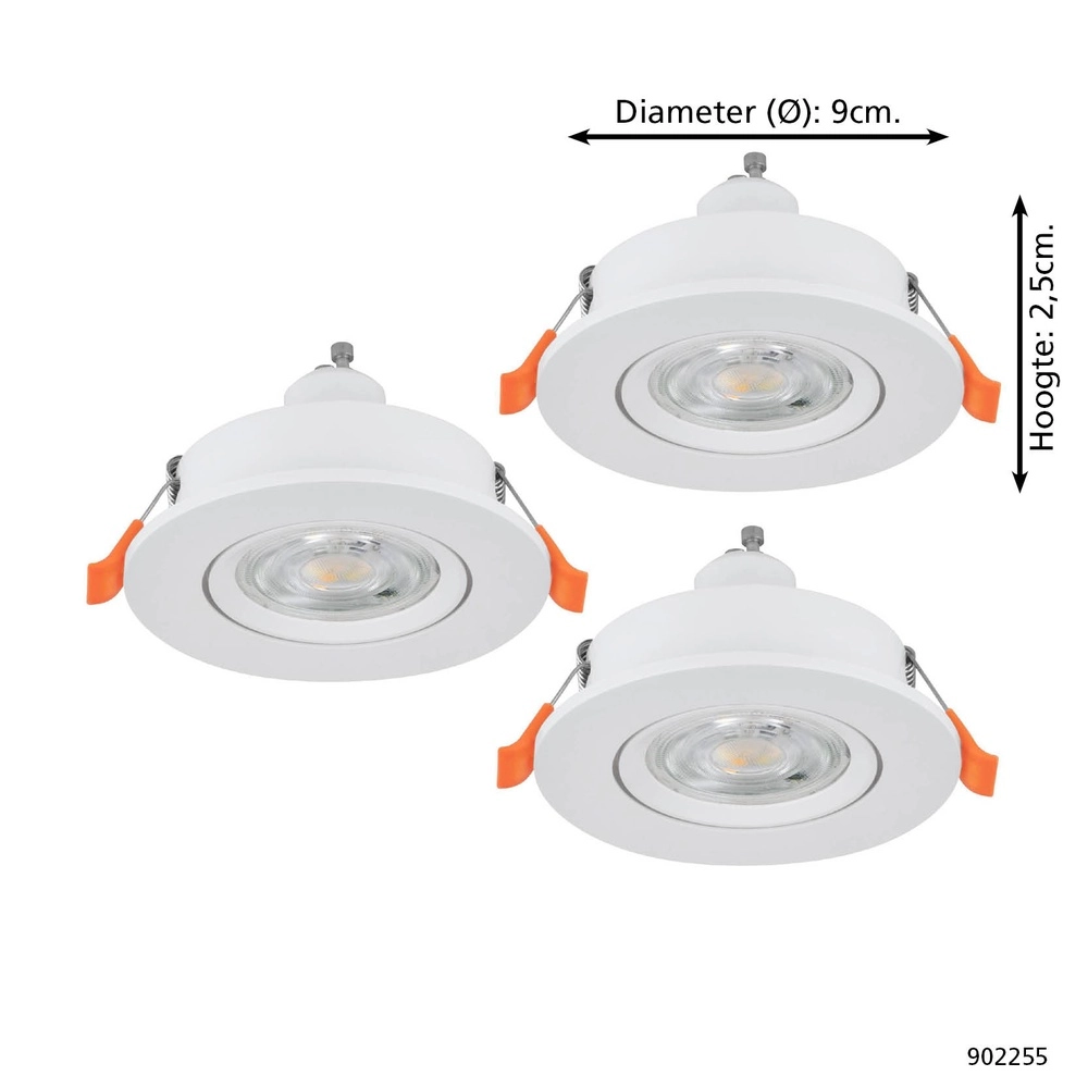 Set of 3 recessed spotlights Barranco white Ø 9cm - 4,5W - 4000K Eglo 9008606359363