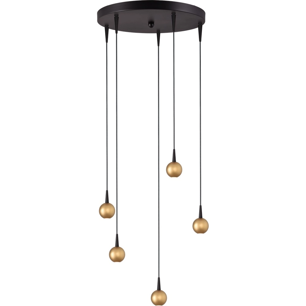5-light pendant lamp Talana black with gold Ø 35cm DTW