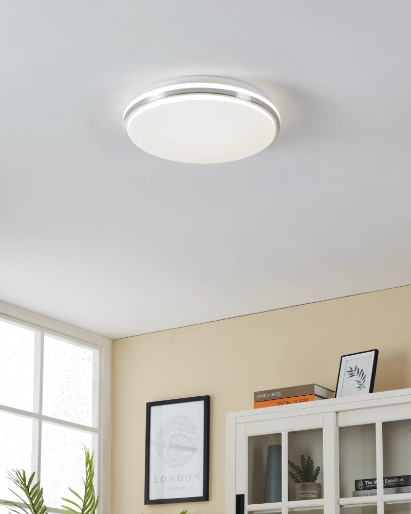 Bathroom ceiling lamp Pinetto Ø 34cm - chrome Eglo 9008606235964