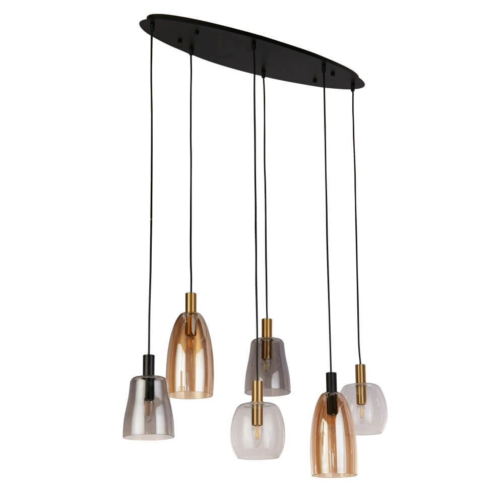 6-light hanging lamp Divine multiple colors of glass