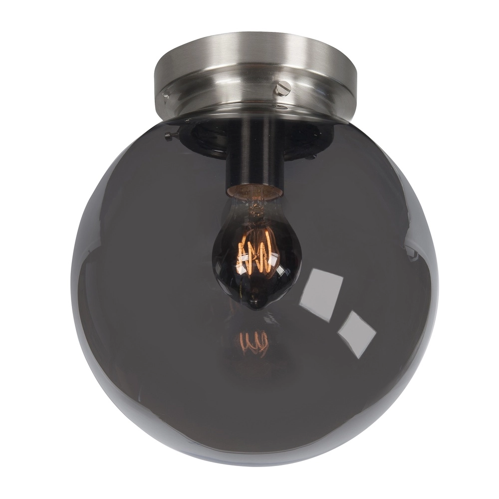 Nickel ceiling lamp Globe smoke glass Ø 25cm