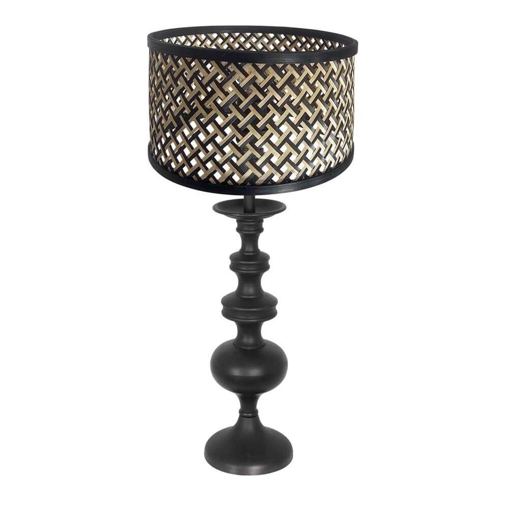 Table lamp Lyons black with bamboo shade