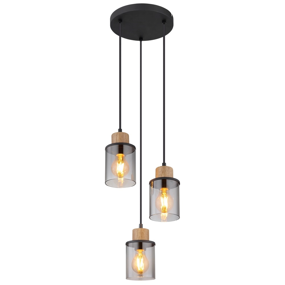 3-light pendant lamp Reid Round Black