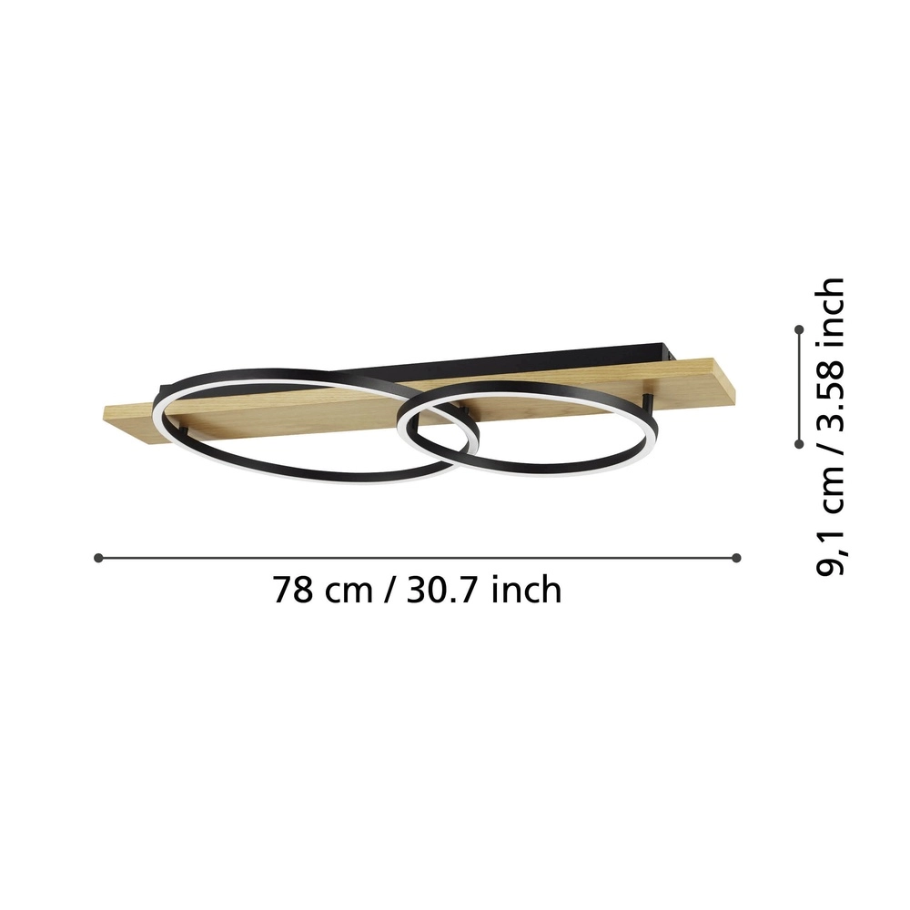 Ceiling lamp Boyal 2L - led - with wood look Eglo 9008606327232