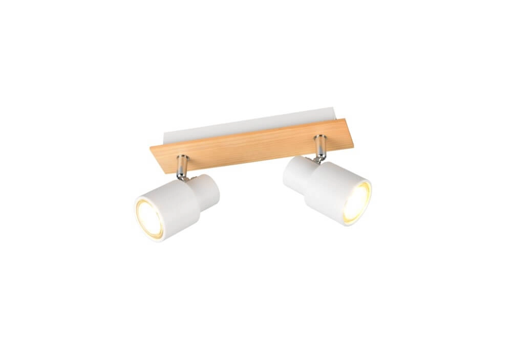 2-light ceiling lamp Pierre white with wood