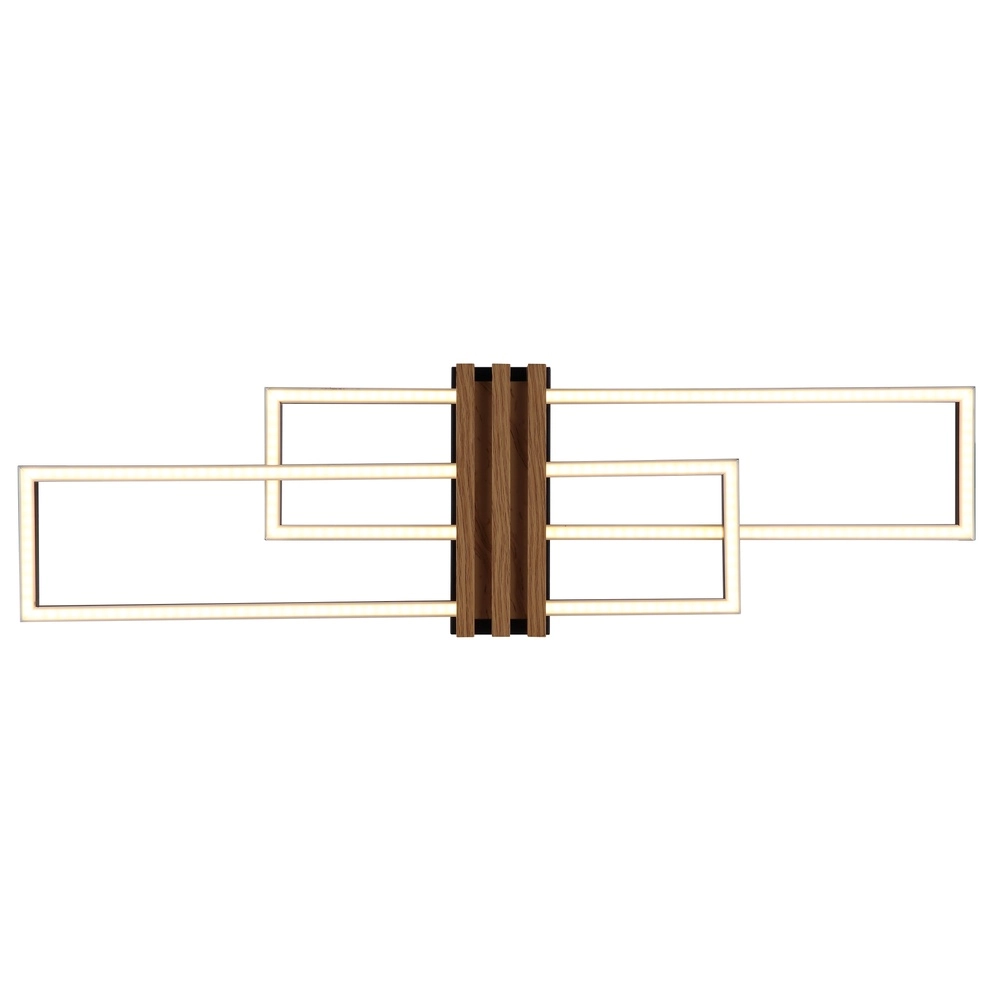 Modern ceiling lamp Dakari I black with wood 80cm Globo 9007371525782