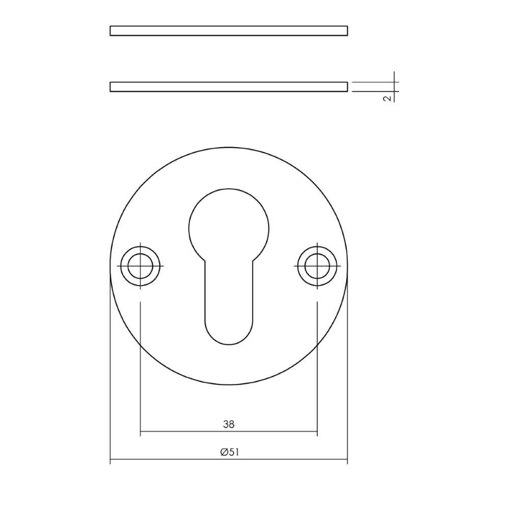 Set of 2 Cylinder Rosettes Tira Stainless steel 2mm thin Intersteel 8714186586549