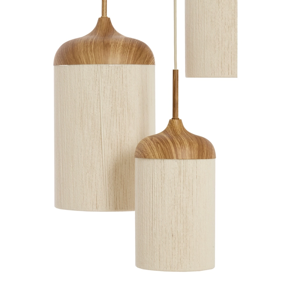 3-light pendant lamp Danialo light brown with rope Light & Living 8717807816728