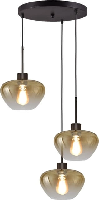 3-light pendant lamp Genua black with 3x gold glass Ø 24cm