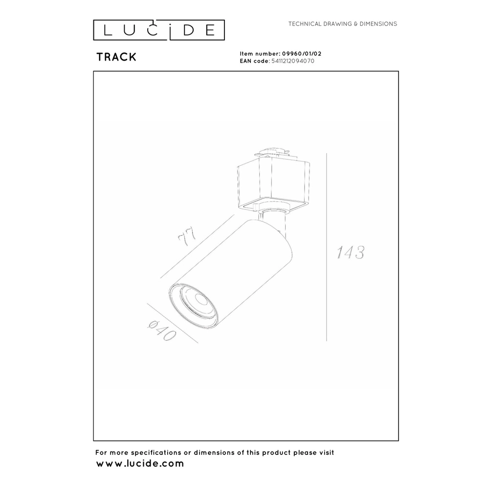 Rail spot Track Ritmo 1-phase gold Lucide 5411212094070