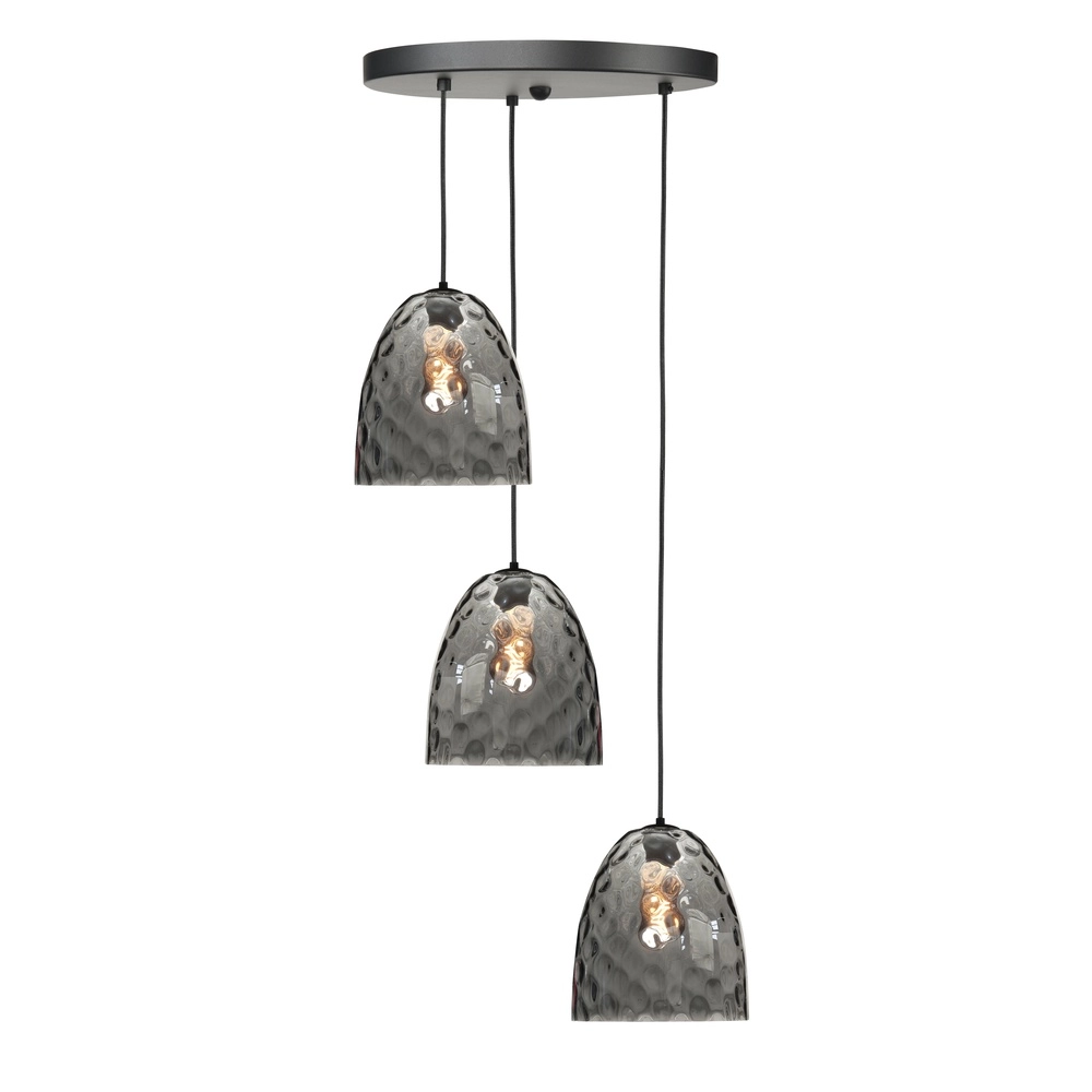 3-light pendant lamp Fantasy black with brown glass round