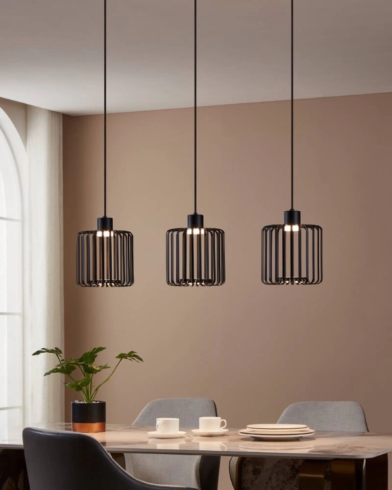 Pendant lamp Ginestrone-Z 3-light design black Eglo 9008606274857