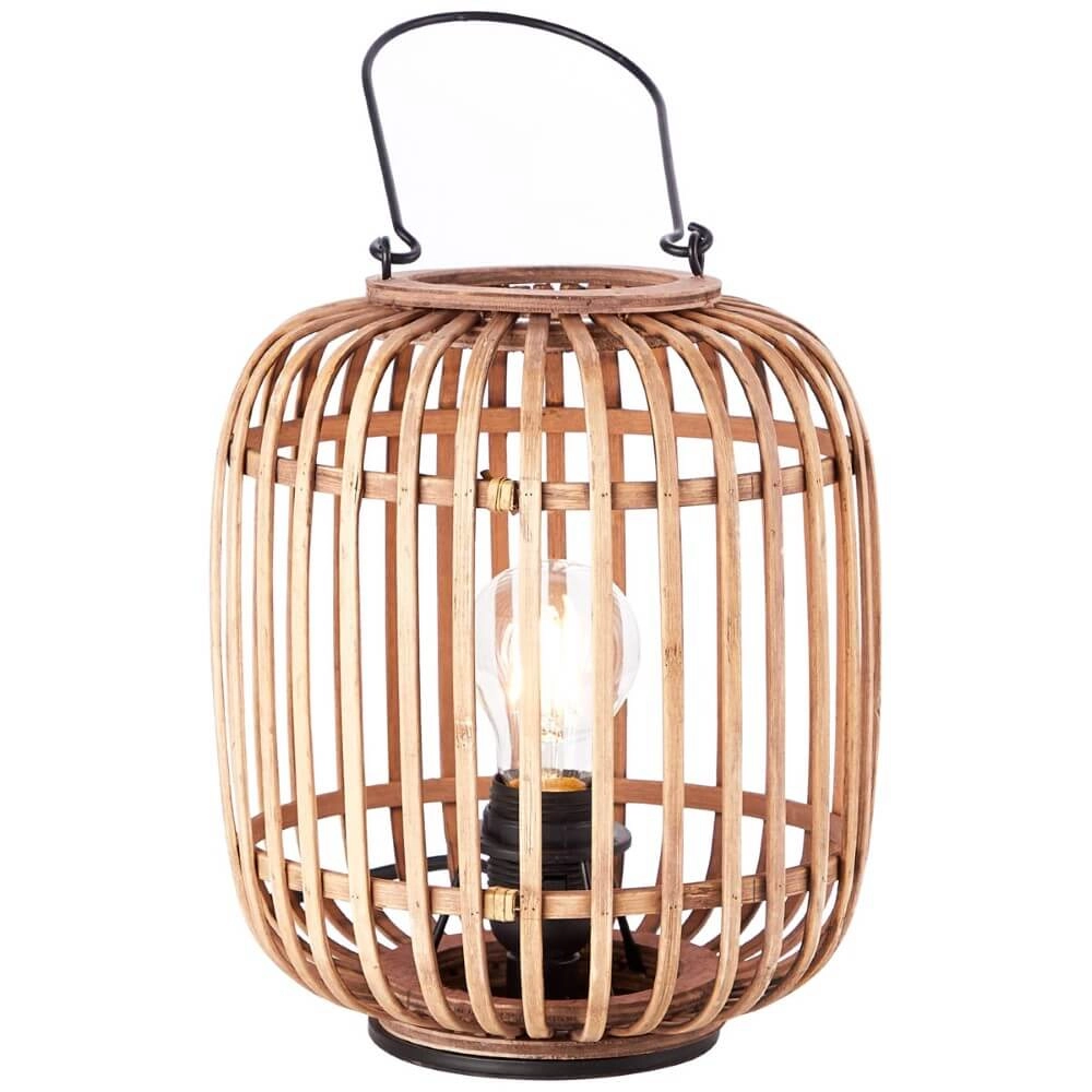 Country table lamp Woodrow wood brown with black wood Brilliant 4004353357428