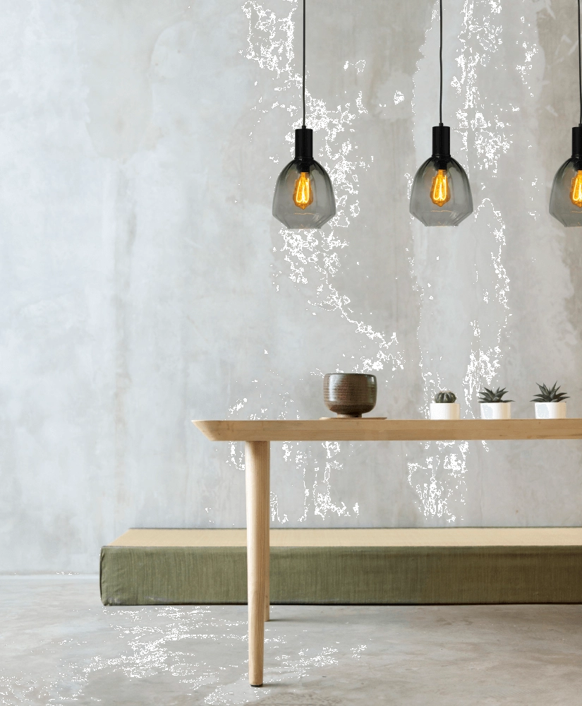 3-light hanging lamp - black - Porto with Nicolette green glasses Masterlight 8718121269580