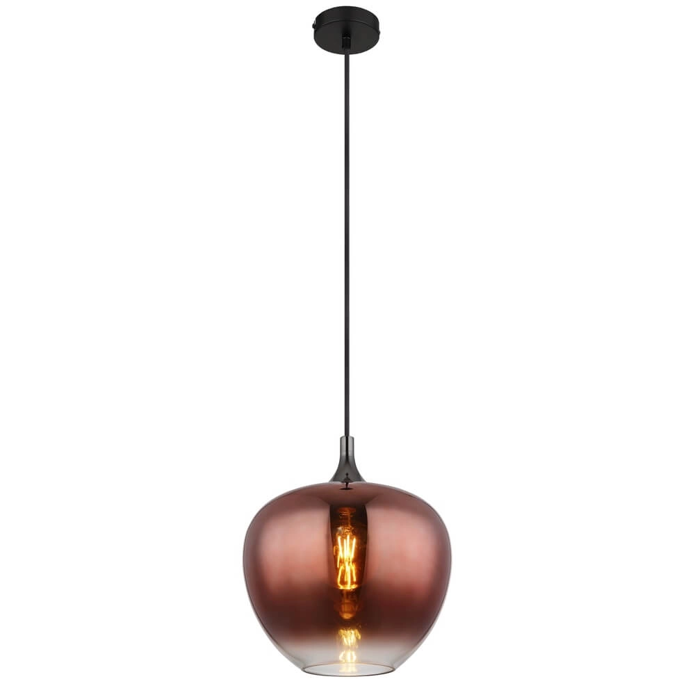 Black pendant lamp Maxy with red glass Ø 29cm