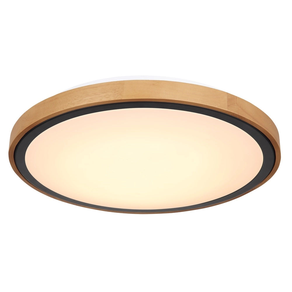 Ceiling lamp Bruno Ø 43.7 black with wood Globo 9007371436484