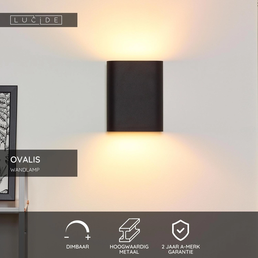 Design wall spot Ovalis Black Lucide 5411212126894