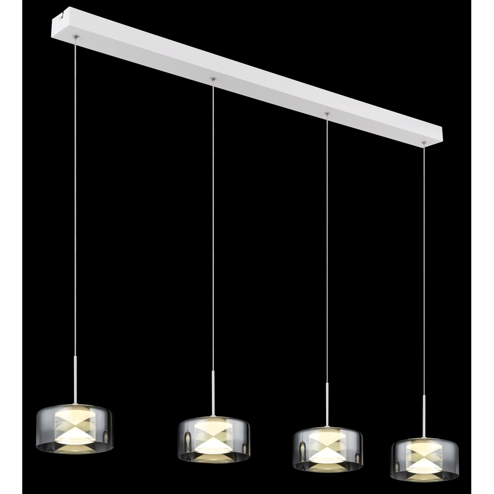 Design pendant lamp Belinda 4-light white with smoke glass Globo 9007371566372