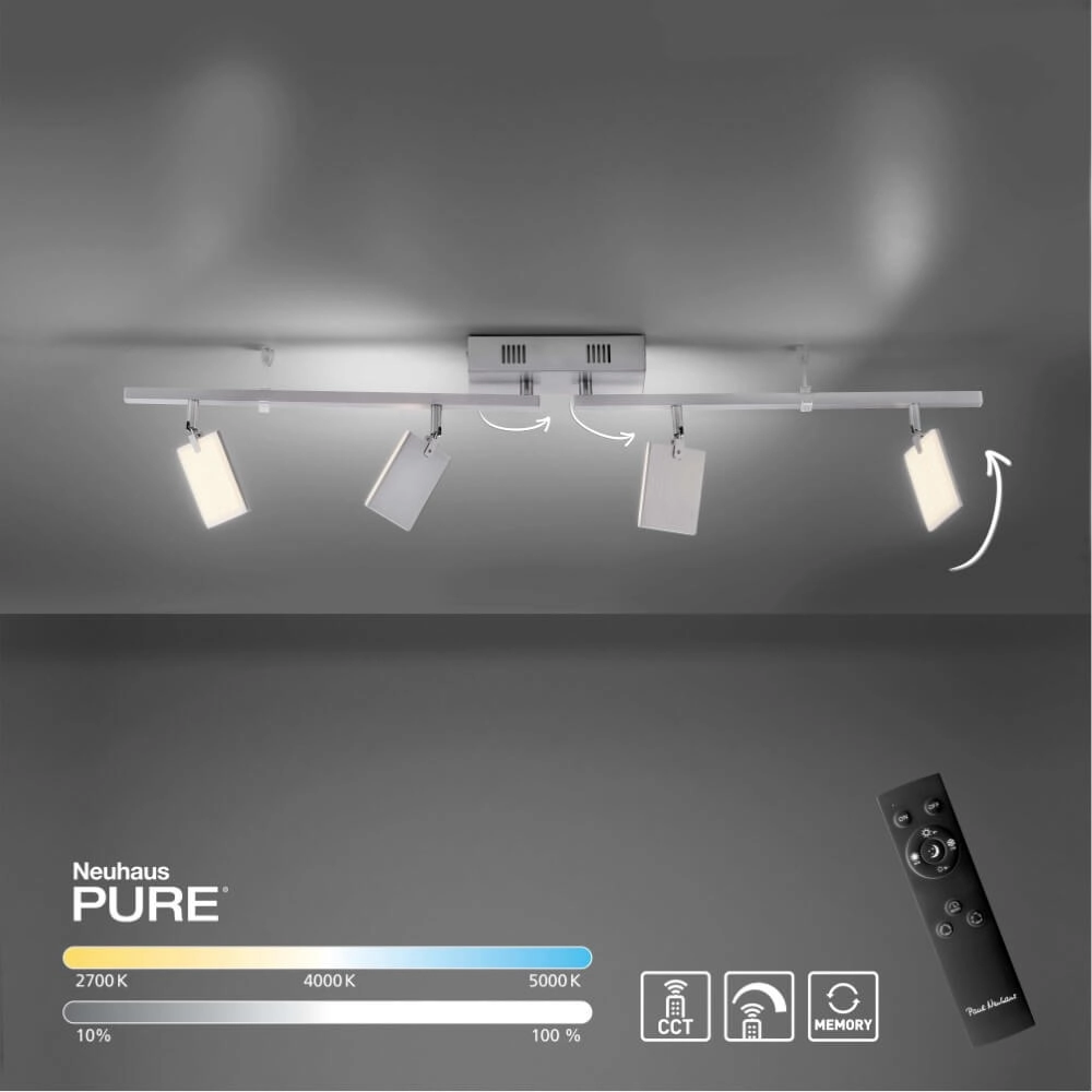 Ceiling lamp Pure Mira 4-light aluminum Paul Neuhaus 4012248358870
