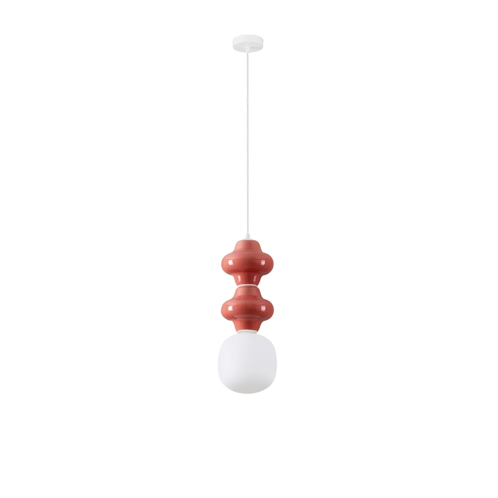 Pendant lamp Clio M red ceramic with white glass Lyora 5212017461230