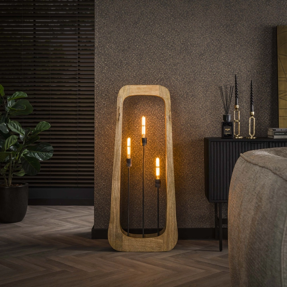 Wooden floor lamp Bray 3x E27 - Mango wood