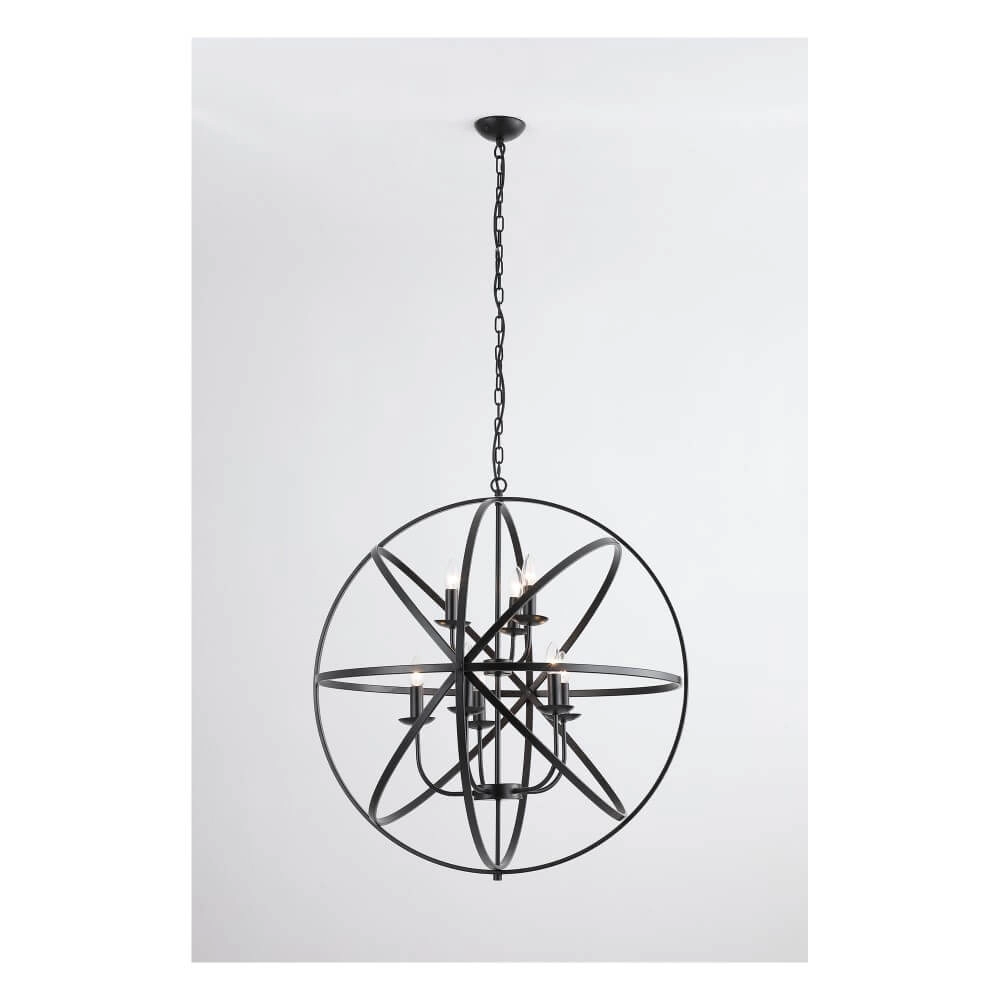 Antique pendant lamp Orbit 8-light black Searchlight 5053423271927