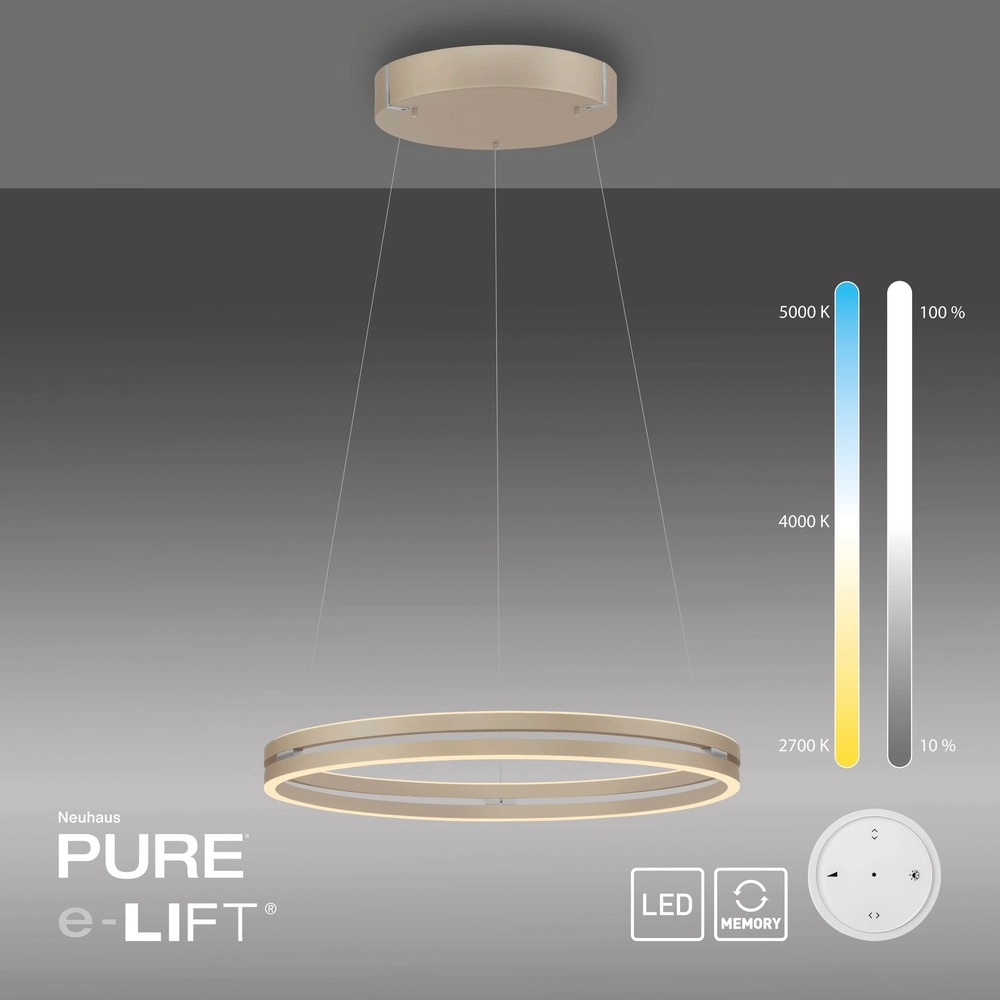 Office pendant lamp Pure E-Loop bronce - Ø 70cm Paul Neuhaus 4012248398364