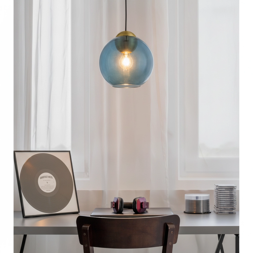 Design pendant lamp Midori blue glass
