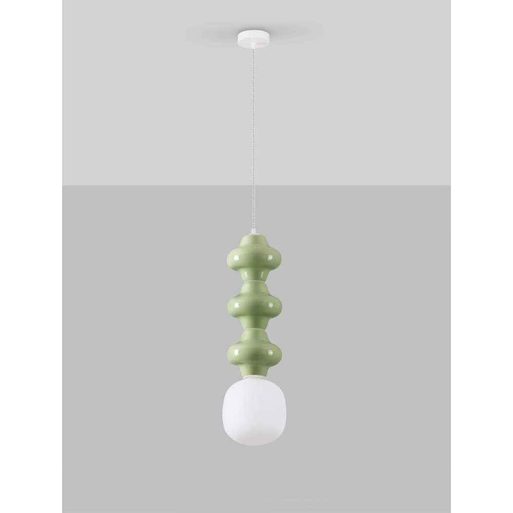 Pendant lamp Clio L light green ceramic with white glass Lyora 5212017461346
