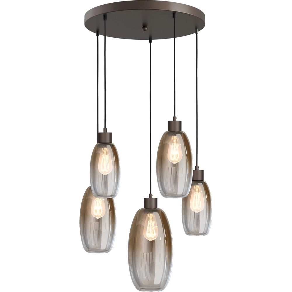 Vide pendant lamp Olive with 5 glasses - cocoa - Ø50cm