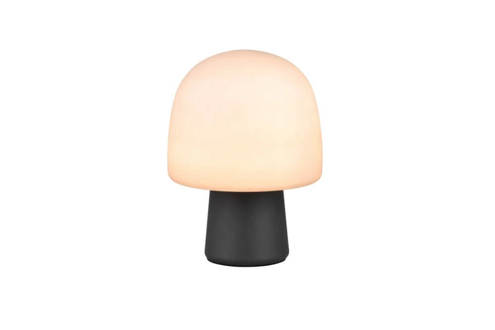 Mushroom table lamp Steen black with taupe glass Trio 4017807622683