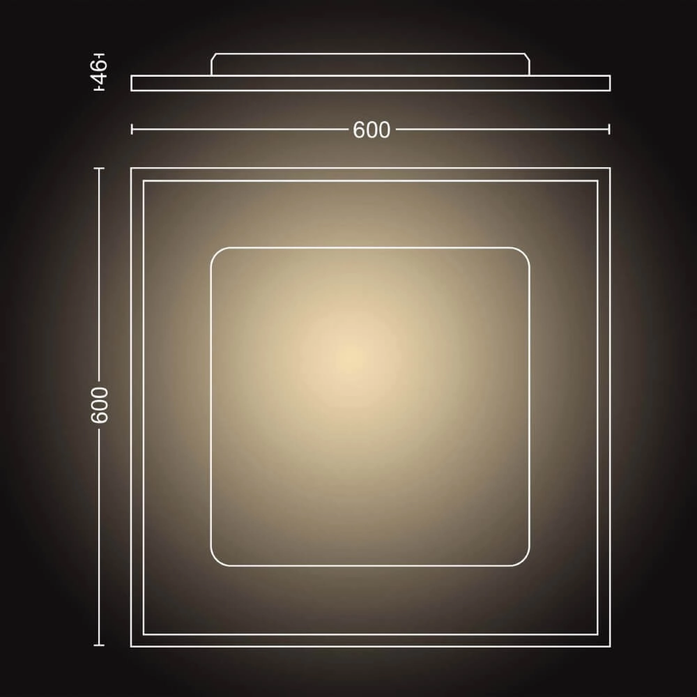 Square ceiling lamp Hue Aurelle - White Ambiance 60cm White Philips 8719514382640