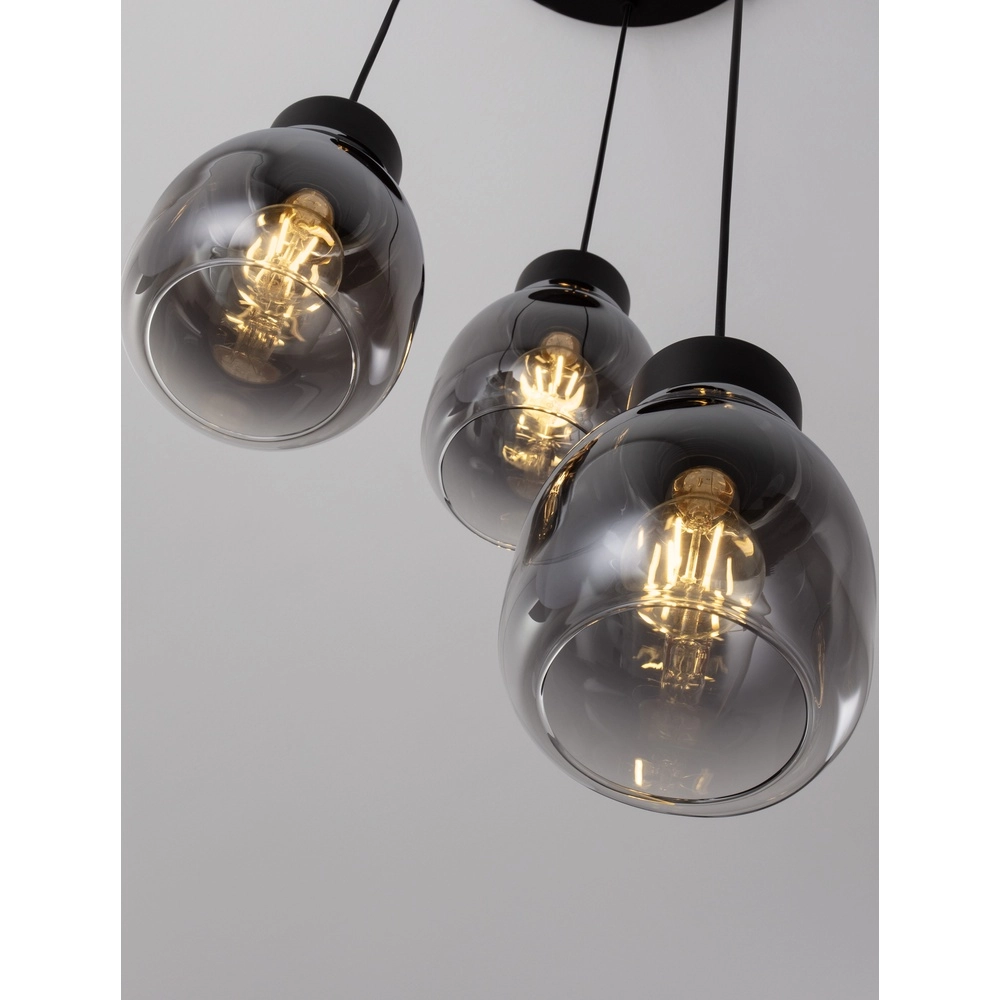 Pendant lamp Blacu 3-light black round Lyora 5212017447487