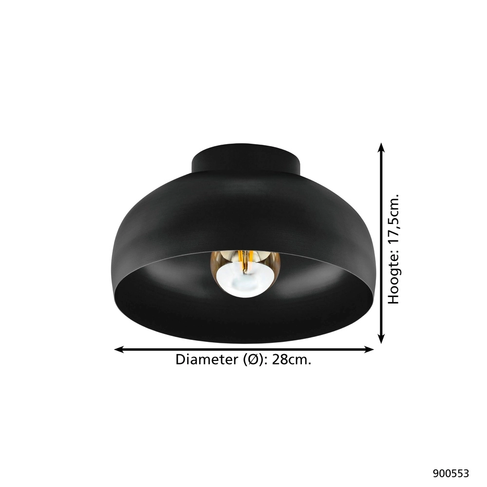 Black ceiling light Mogano 2 Ø 17.5cm Eglo 9008606244584