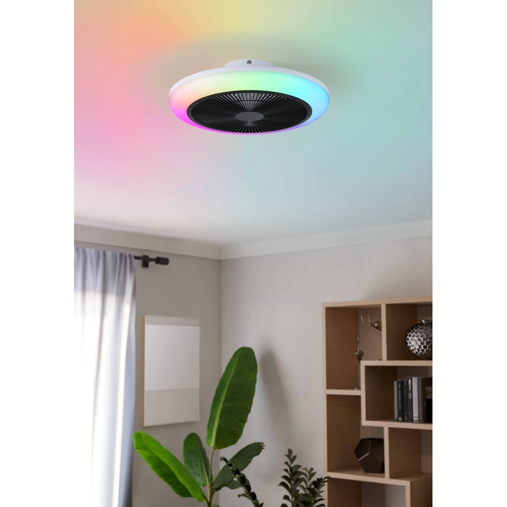 Ceiling fan Sayulita white with black Ø 46cm RGB Eglo 9002759352165