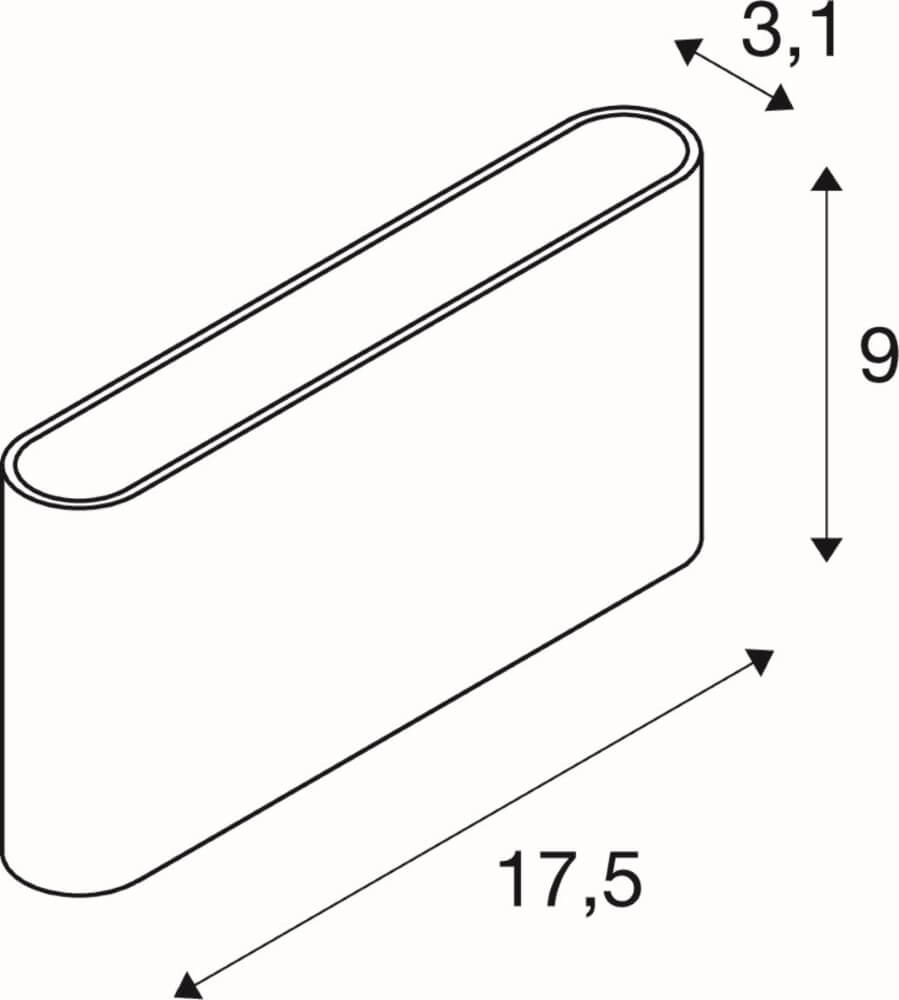 Led wall spot Oval 14 Up & down - black SLV 4024163273466