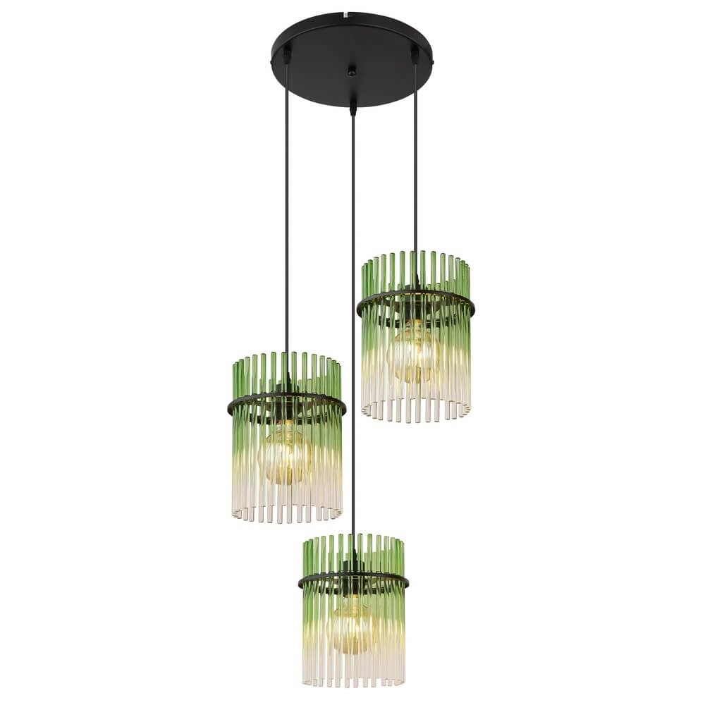 Black pendant lamp Gorley with green glass Ø 47cm