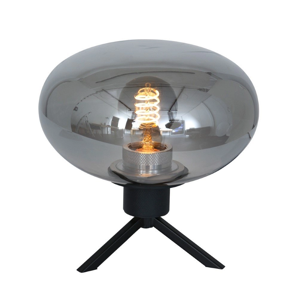 Glass table lamp Reflexion 22cm black with smoke glass