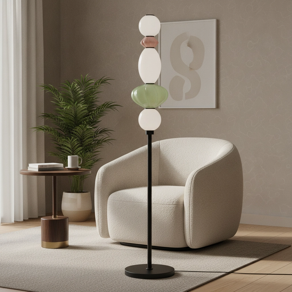 Floor lamp Oneta white - pink - green