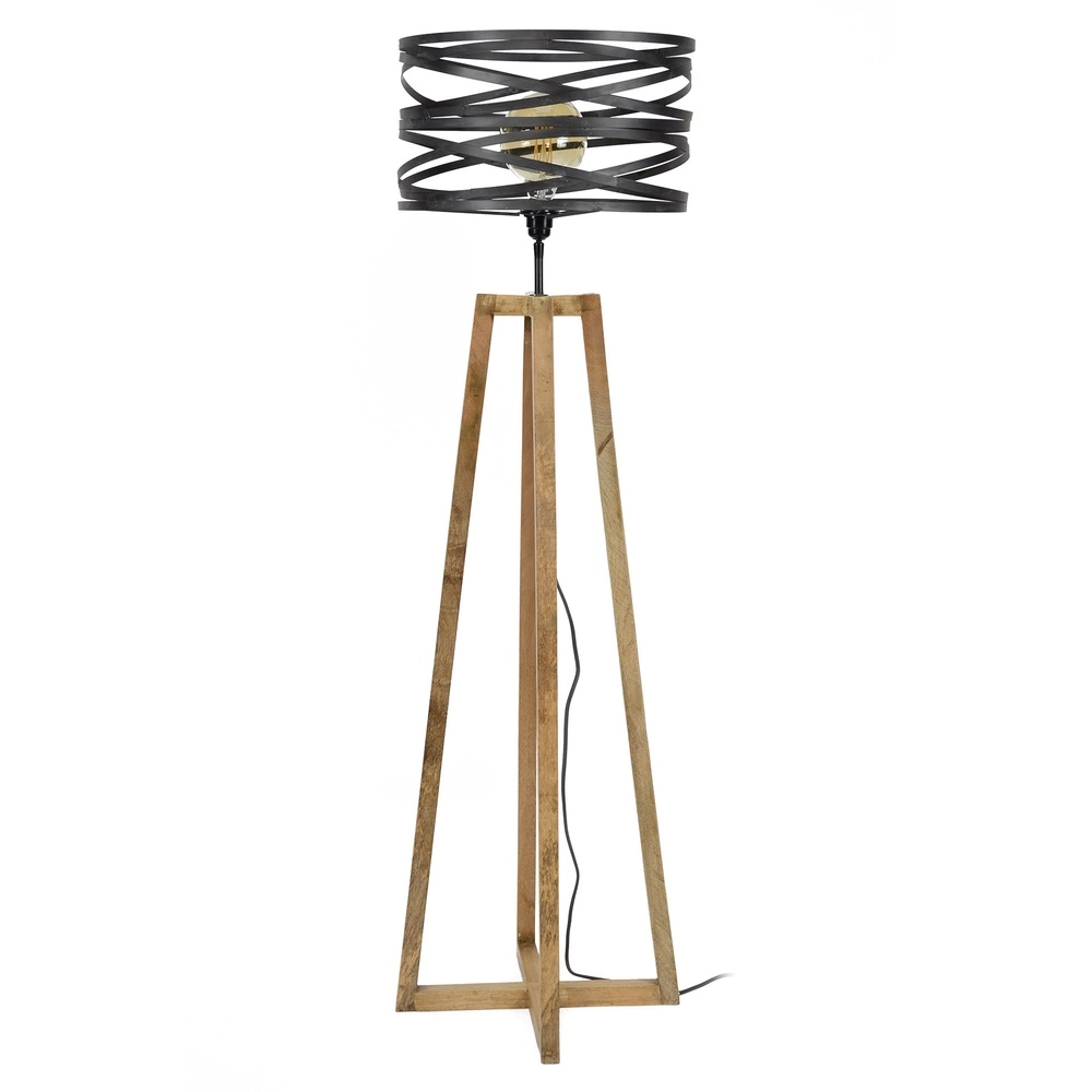 Industrial floor lamp Twist Ø 41cm - wood with grey Lyora 8716803511811