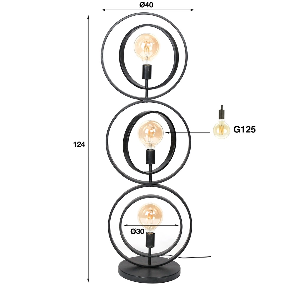 3-light charcoal floor lamp Turn E27 - Ø 40cm Lyora 8716803513082