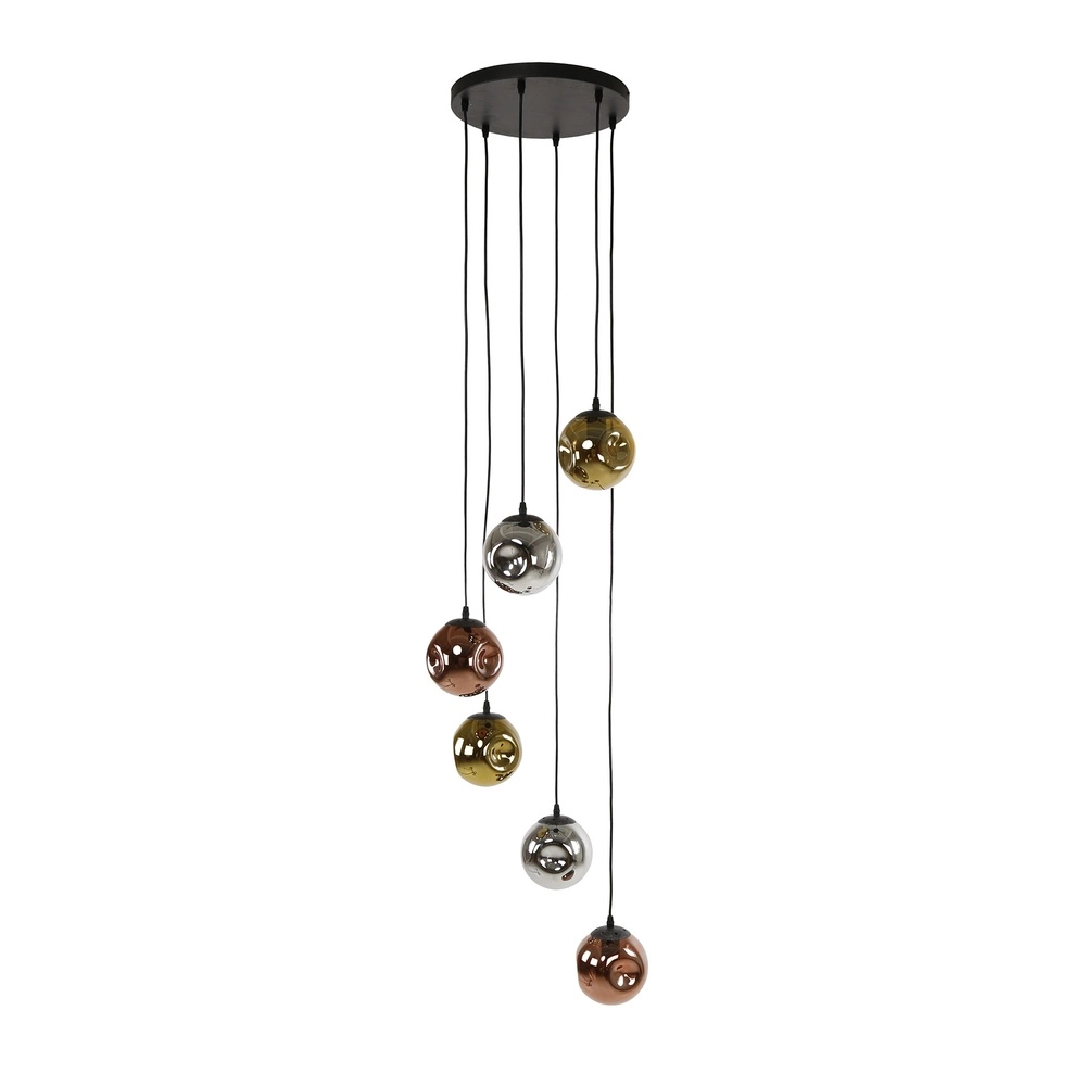 Glass pendant lamp Stellar 6-lights - Ø 15cm Lyora 8716803511651