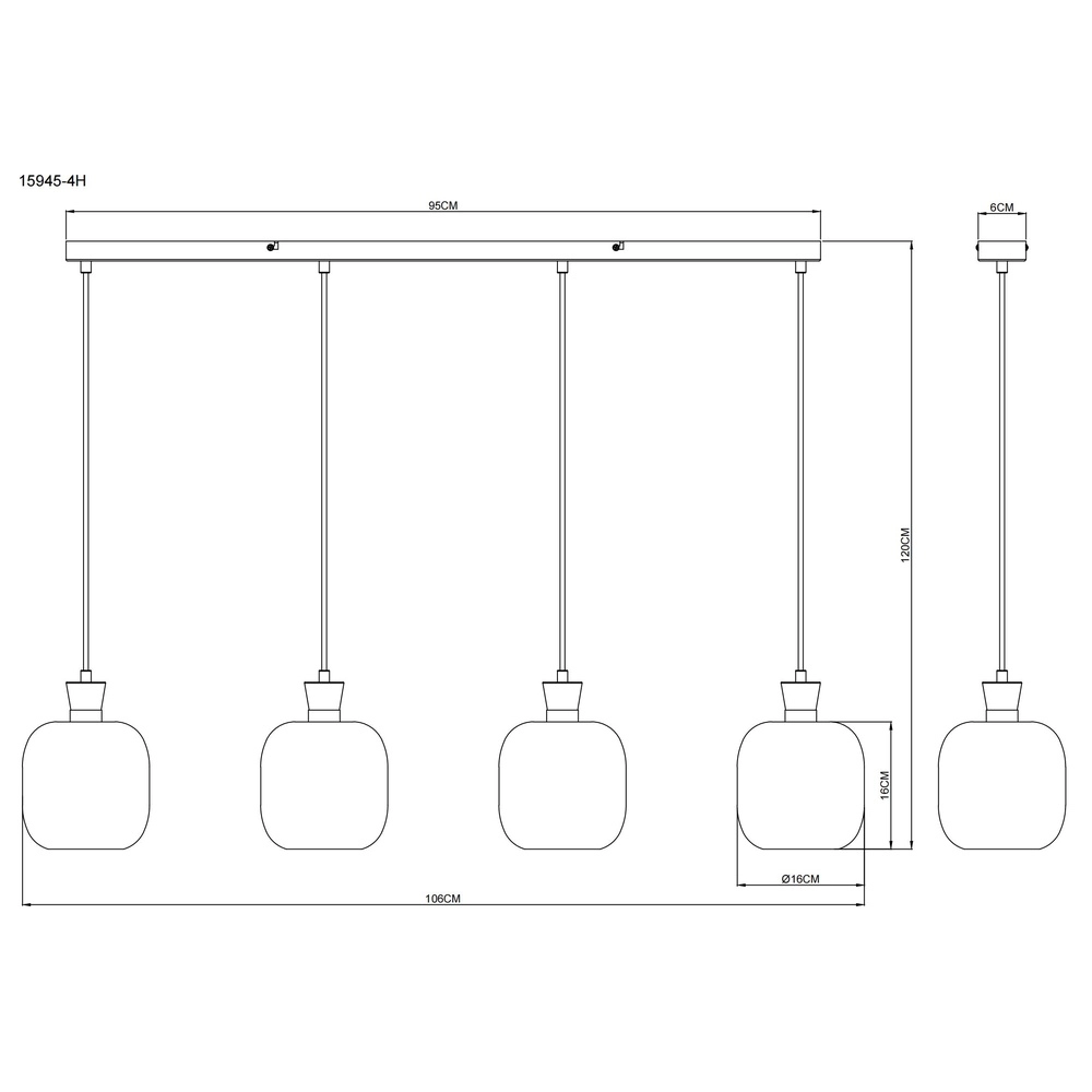 4-lightest pendant lamp Brokana gunmetal Globo 9007371566471