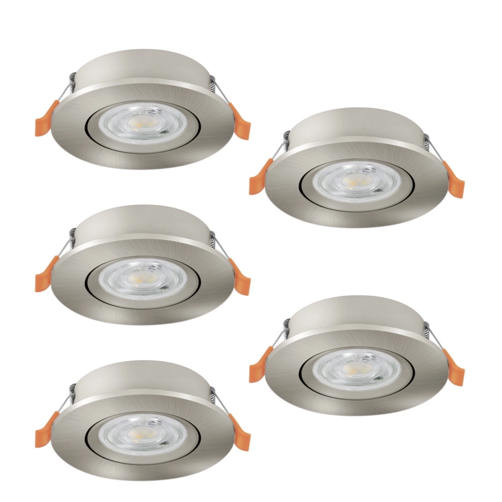 Set of 5 recessed spotlights Barranco nickel Ø 9cm - 3-step CCT