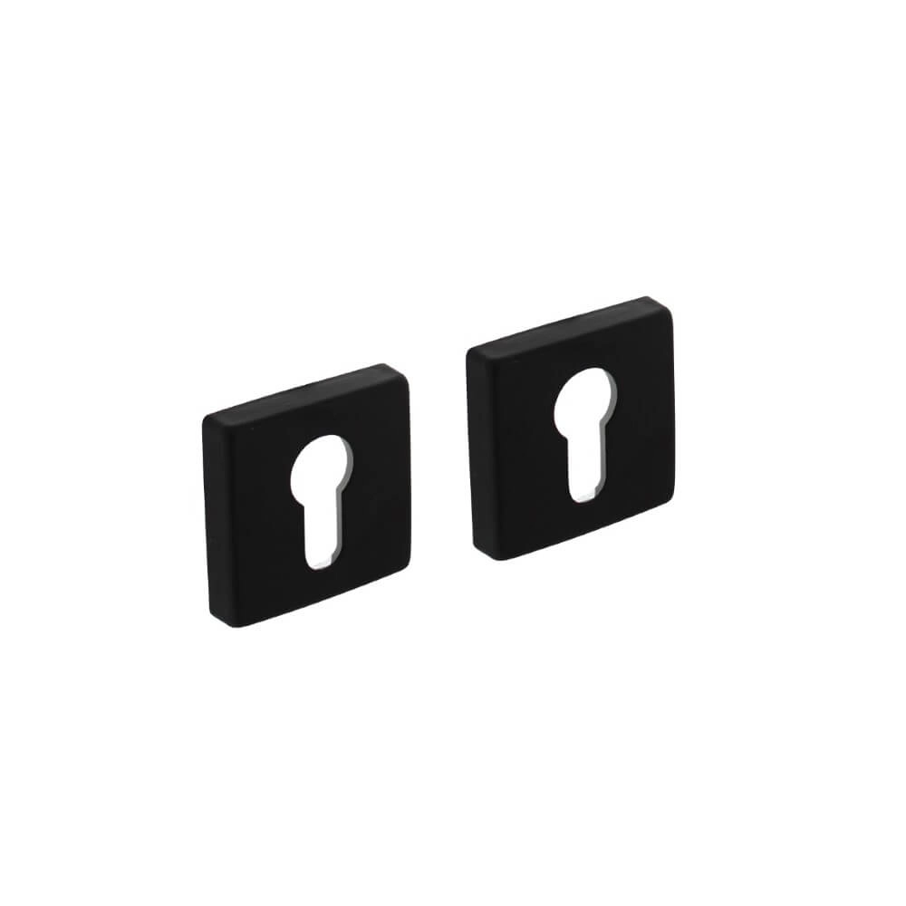 Set of 2 Cylinder Rosettes Tira Square Black Aluminum