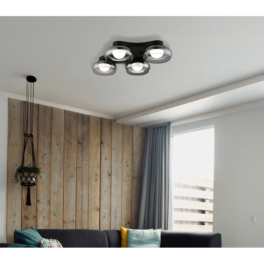 Design ceiling lamp Carlene 4-light black Globo 9007371575176