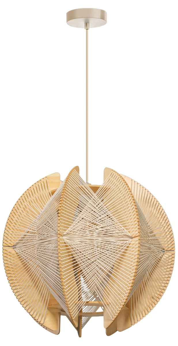 Wooden pendant lamp with wires Jessica oak - Ø 50cm