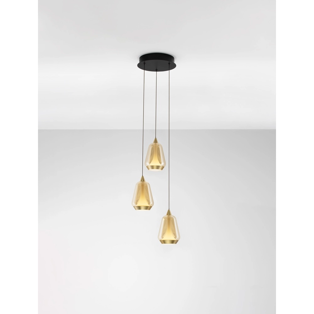 Design pendant lamp Alish 3-light amber glass Lyora 5212017477712